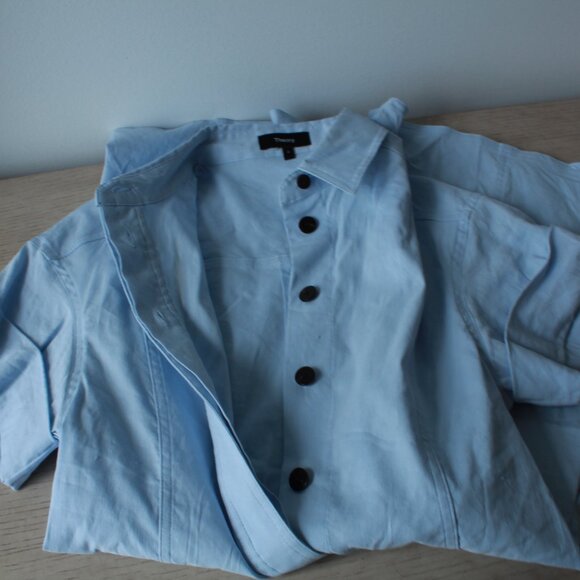 Theory Romper Button Up Shorts Pockets Collar Pale Blue - Picture 4 of 10